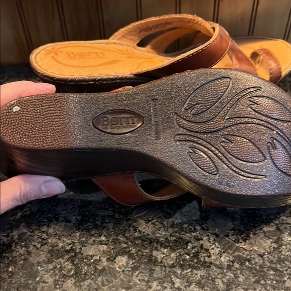 Born Brown Leather Wedge Sandals - Picture 5 of 8